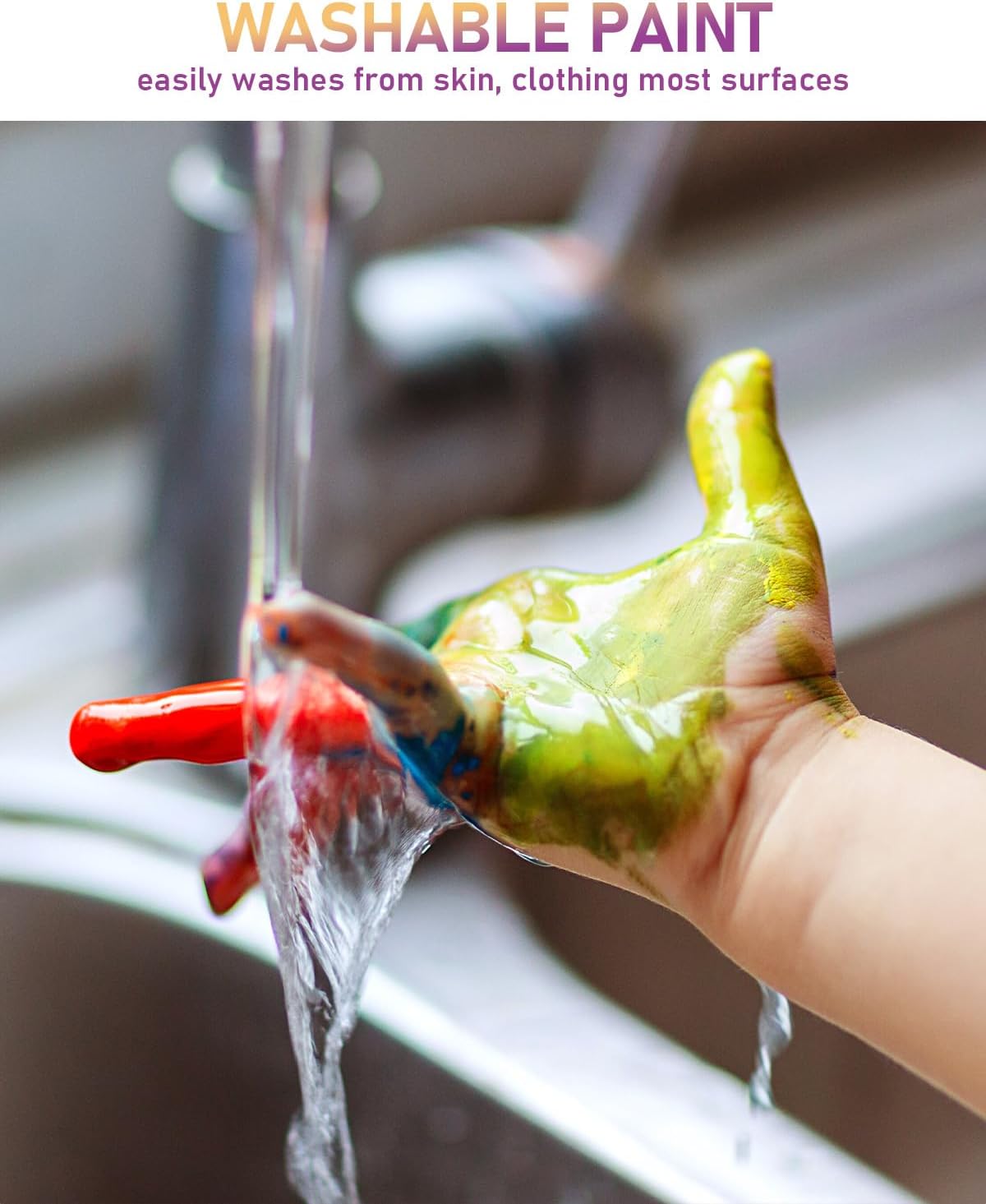 18-Color Washable Acrylic Paint Set – 8.4oz Bottles, Non-Toxic for Kids’ Art & Crafts - Image 2