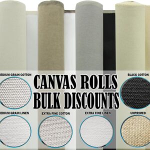 White 6-Yd Primed Cotton Canvas Roll – 63" Wide, 13oz Triple Gessoed for Painting