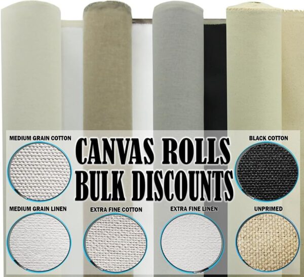 White 6-Yd Primed Cotton Canvas Roll – 63" Wide, 13oz Triple Gessoed for Painting