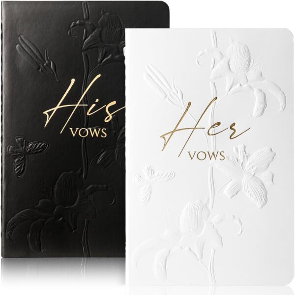 Wedding Vow Books – Set of 2 (White & Black), 28 Pages, 5.5x3.5 in, His & Hers
