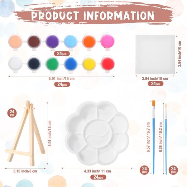 24-Piece Mini Canvas Kit – 4x4" Panels, Easel, 12 Acrylic Colors, Palettes & Brush for Kids Craft - Image 4