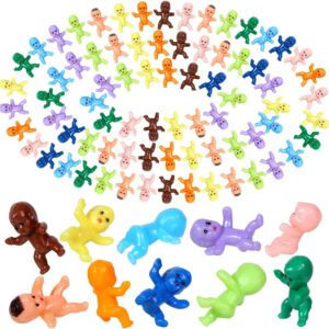 100 Mini Plastic Babies – Assorted Colors for Baby Shower Games & King Cake Fun