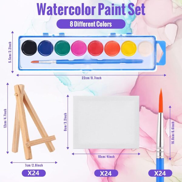 48-Piece Watercolor Paint Set – Mini Canvases, Easels, Brushes for Kids’ Party Favors & Prizes - Image 4