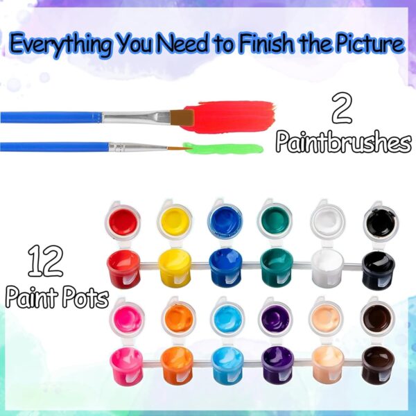 Kids Pre-Drawn Canvas Kit – 8x8" with 12 Acrylic Paints & 2 Brushes, Vacation Theme for Beginners - Image 3