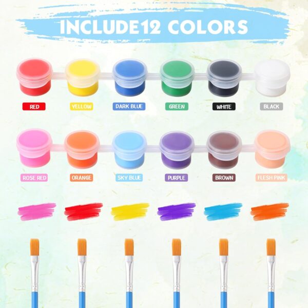 24-Piece Mini Canvas Kit – 4x4" Panels, Easel, 12 Acrylic Colors, Palettes & Brush for Kids Craft - Image 3