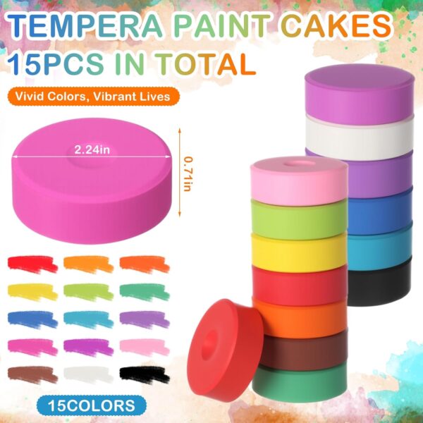 15-Color Tempera Paint Set – Washable Cakes for Art & Crafts - Image 4