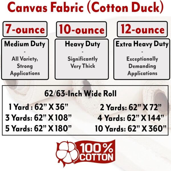 Cotton Duck Canvas Fabric – Heavy 10oz, 62" Wide, Natural (1 Yard) - Image 5