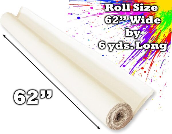 White 6-Yd Primed Cotton Canvas Roll – 63" Wide, 13oz Triple Gessoed for Painting - Image 3