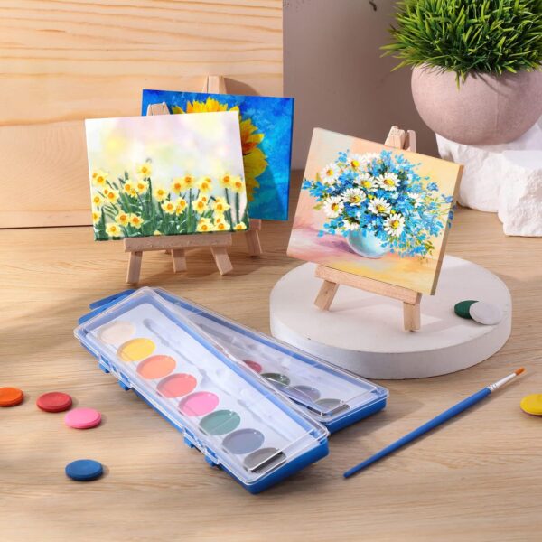 48-Piece Watercolor Paint Set – Mini Canvases, Easels, Brushes for Kids’ Party Favors & Prizes - Image 2
