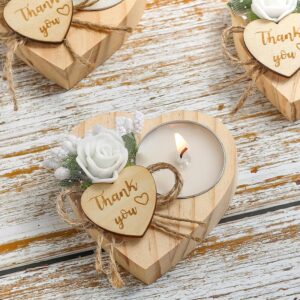 Wooden Heart TeaLight Set – 50 pcs Wedding & Party Favors for Guests