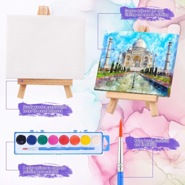 48-Piece Watercolor Paint Set – Mini Canvases, Easels, Brushes for Kids’ Party Favors & Prizes - Image 3
