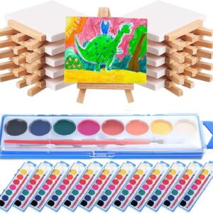 48-Piece Watercolor Paint Set – Mini Canvases, Easels, Brushes for Kids’ Party Favors & Prizes
