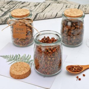 Mini Glass Yogurt Jars – 30-Pack, 7 oz with Cork Lids, Labels & String for Wedding Favors