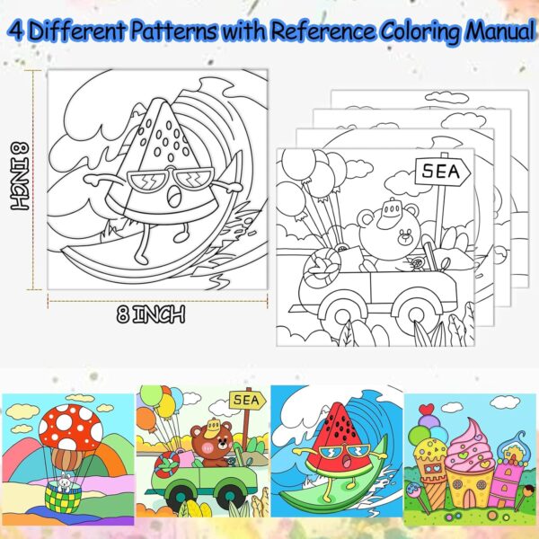 Kids Pre-Drawn Canvas Kit – 8x8" with 12 Acrylic Paints & 2 Brushes, Vacation Theme for Beginners - Image 2