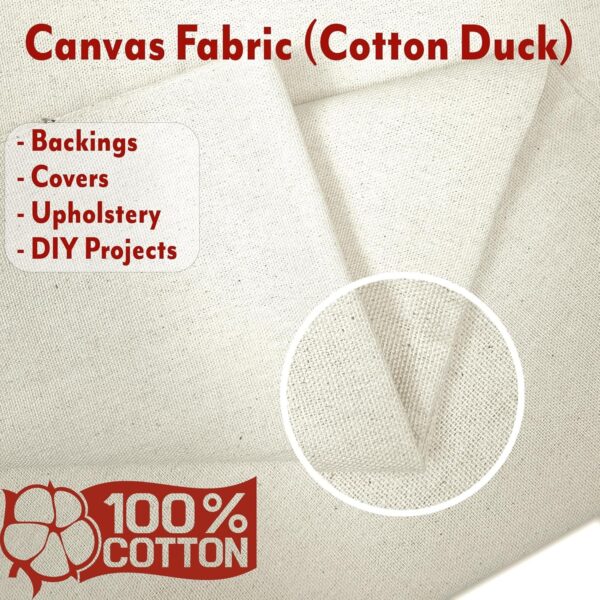 Cotton Duck Canvas Fabric – Heavy 10oz, 62" Wide, Natural (1 Yard) - Image 4