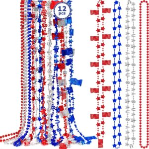 4th of July Bead Necklaces – 12PCS Patriotic Parade Party Favors