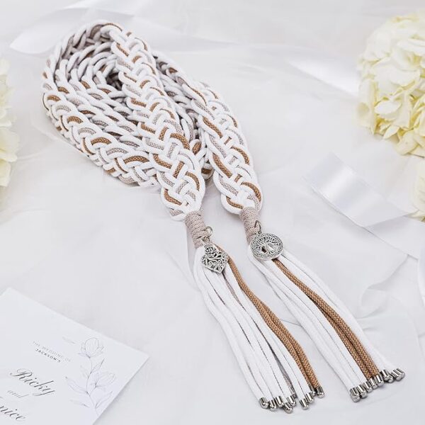 Handfasting Wedding Cord – Soft Cotton Beige with Metal Tips - Image 2