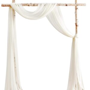 Ivory Chiffon Wedding Arch Drapes – 2 Panels, 20 Ft Each for Ceremony & Reception