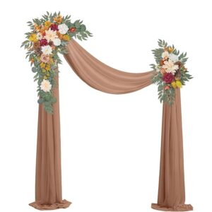 Wedding Arch Flowers & Drapes Set (3 pcs) – Tangerine Artificial Arrangements for Ceremony & Reception