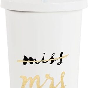 Bridal Tumbler – 20 oz Acrylic with Lid & Straw, White, Miss to Mrs.