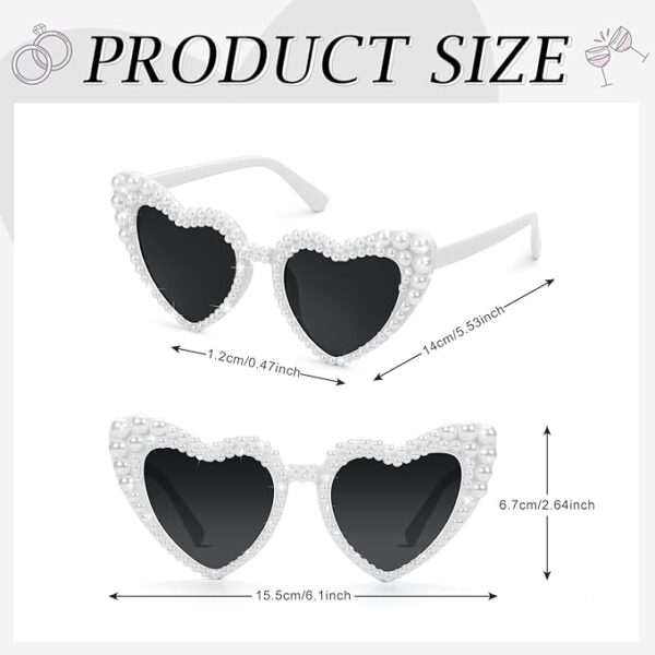 White Heart Sunglasses – Vintage Pearl Style Bachelorette Party Favors - Image 2
