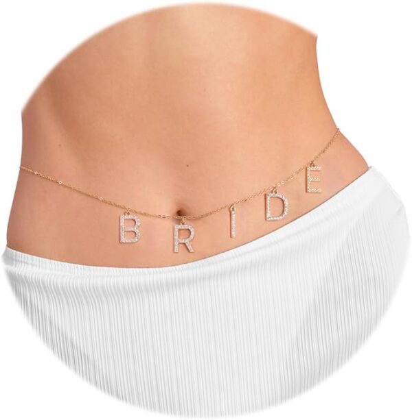 Bride Body Chain – Adjustable Bachelorette Belly Chain, Bride-to-Be Gift