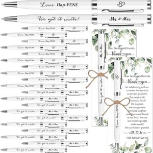50-Set Retractable Ballpoint Pen Wedding Favors – Thank You Cards with Hemp Rope for Bridal Shower & Party
