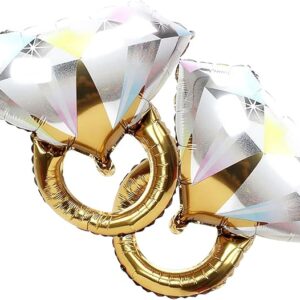 2Pcs Diamond Ring Aluminum Balloon,Wedding Bridal Shower Marriage Engagement Party Supplies