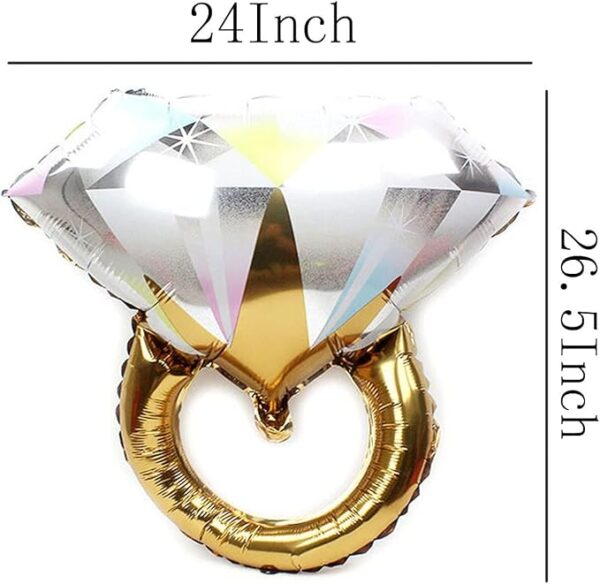 2Pcs Diamond Ring Aluminum Balloon,Wedding Bridal Shower Marriage Engagement Party Supplies - Image 2