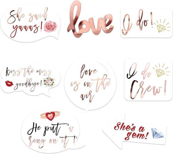 23-Pc Rose Gold Wedding Photo Booth Props – Bridal Shower & Bachelorette Party Supplies - Image 3