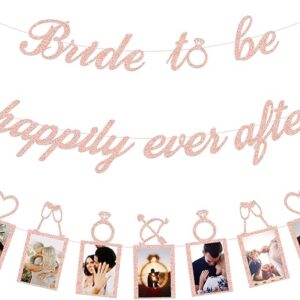 Bridal Shower Decorations – Rose Gold “Bride to Be Happily Ever After” Banner & Photo Banner Kit