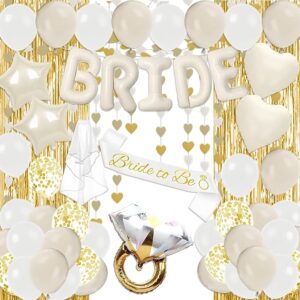 53-Pc Gold Bridal Shower Set – Balloons, Sash, Veil & Curtains