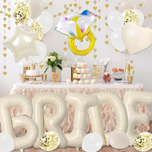53-Pc Gold Bridal Shower Set – Balloons, Sash, Veil & Curtains - Image 3