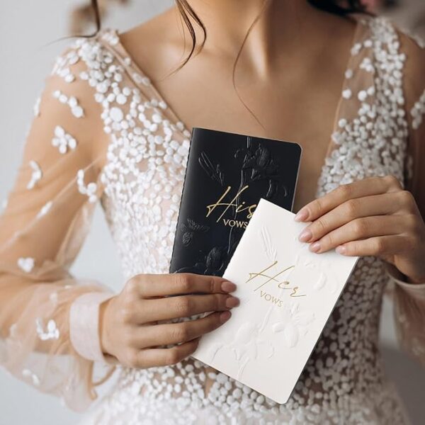 Wedding Vow Books – Set of 2 (White & Black), 28 Pages, 5.5x3.5 in, His & Hers - Image 3