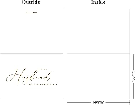 Set of 2 Wedding Cards – Foil Accents, Envelopes, To My Bride & To My Groom (Husband & Wife) - Image 2