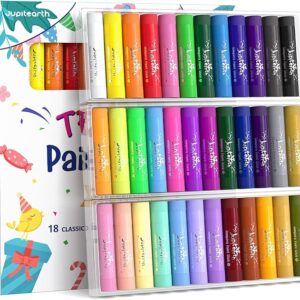 36-Color Tempera Paint Sticks – With Coloring Pages & Stickers, Quick-Dry, Washable