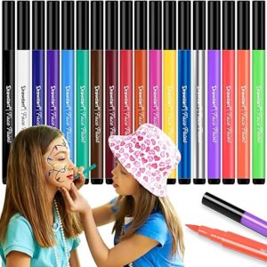 18-Color Face Painting Markers – Water-Resistant, Sweatproof & Anti-Smudge for Halloween