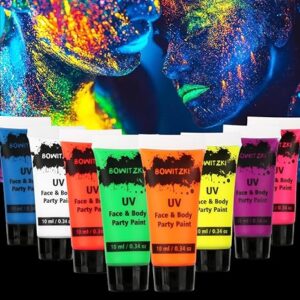 8-Tube UV Neon Face Paint Kit – Glow-in-the-Dark Makeup for Parties & Festivals