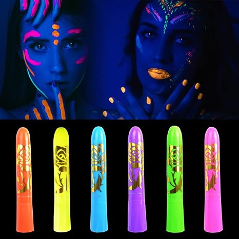 UV Glow Face & Body Paint Kit (6-Pc)
