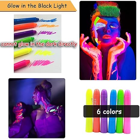 UV Glow Face & Body Paint Kit (6-Pc) - Image 2