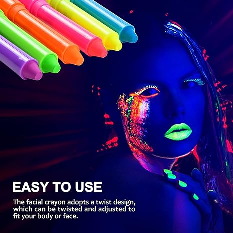UV Glow Face & Body Paint Kit (6-Pc) - Image 3