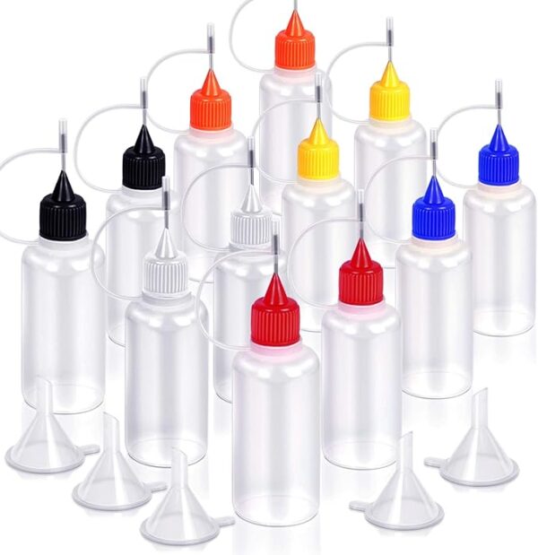 12-Pack 30ml Precision Tip Applicator Bottles with Funnels