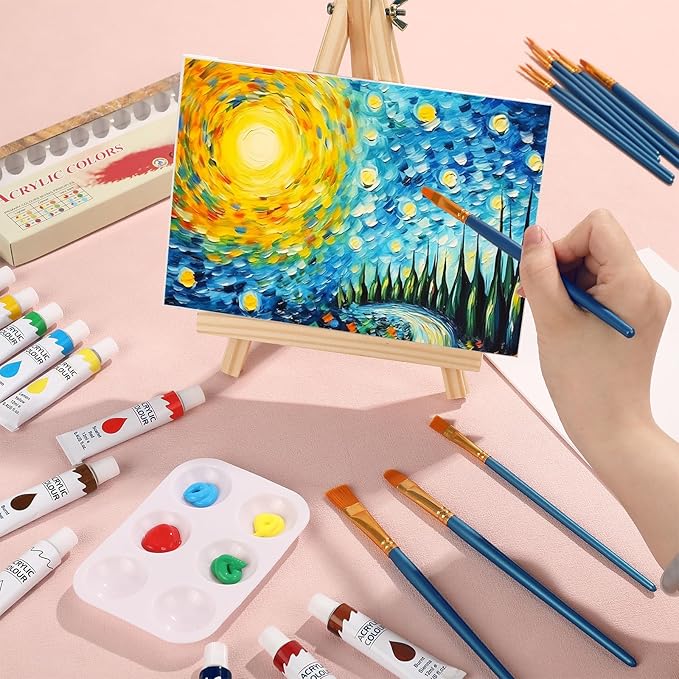 24-Color Acrylic Paint Set with 12 Brushes – Art Kit for Kids, Teens, Artists, Canvas & Craft Painting - Image 3