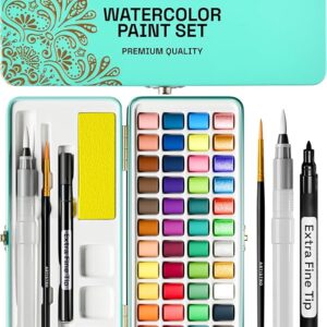 Watercolor Paint Set – Portable Box with Vivid, Metallic & Fluorescent Colors for Artists & Hobbyists