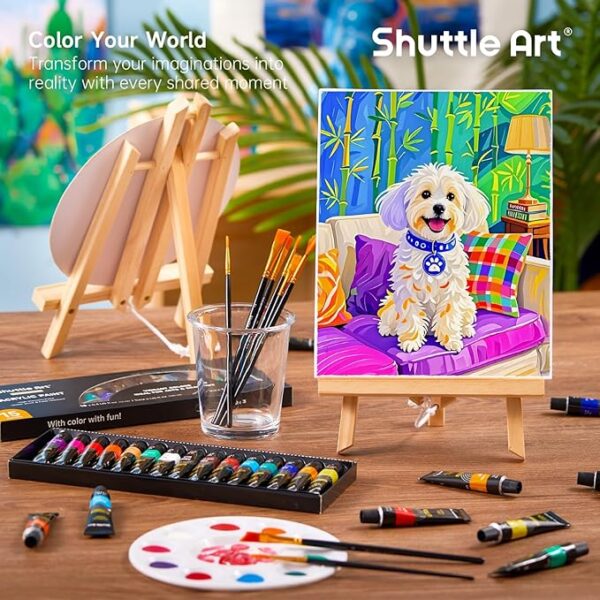 Shuttle Art 58-Piece Acrylic Set – Paints, Easels, Canvases & Brushes for All Ages - Image 4