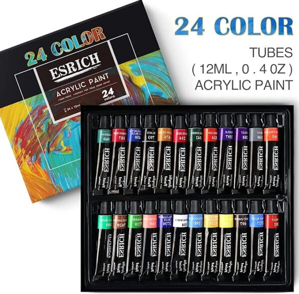 42-Piece Acrylic Paint Set – 24 Colors, Easel, Brushes & Canvases for All Levels - Image 4