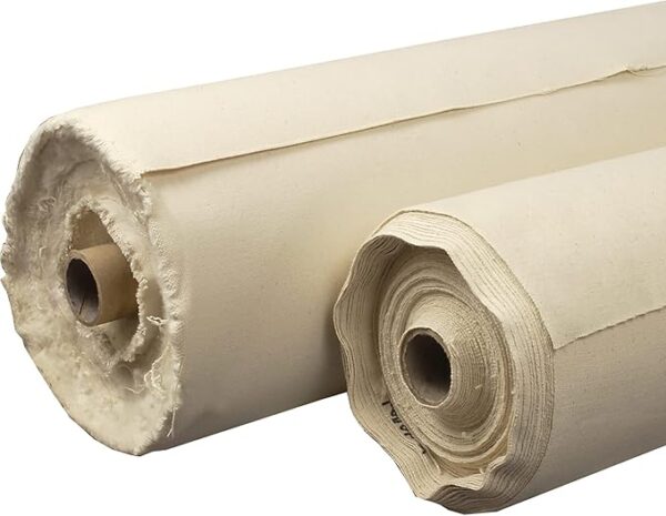 Unprimed Cotton Duck Canvas Roll – 12oz, 54" x 30 Yards, Uniform Texture for Artists