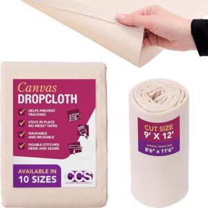 Canvas Drop Cloth – 9x12 Ft Cotton Duck Tarp for Painting, Curtains, Tablecloths, Reusable & Washable