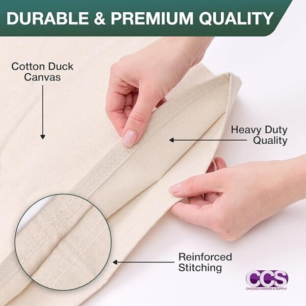 Canvas Drop Cloth – 9x12 Ft Cotton Duck Tarp for Painting, Curtains, Tablecloths, Reusable & Washable - Image 2