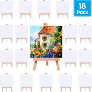 Mini Canvas Set – 18 Pack 4x4" with Mini Easels for Kids & Teens Painting Kit